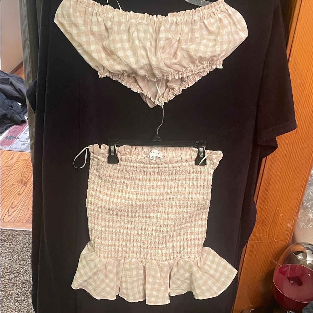 MABLE Cream and White tube top and skirt